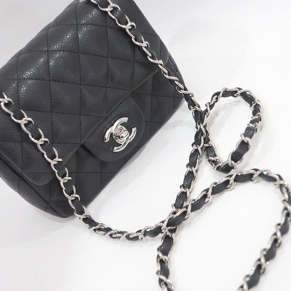 Chanel Bag Black Chain Matelasse Cc Shoulder Skin Caviar Mark - Picture 1 of 10